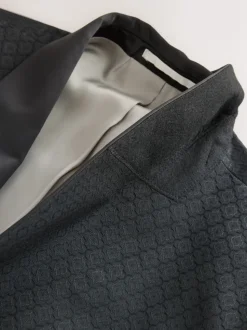 Black Slim Fit Jacquard Tuxedo Suit Jacket