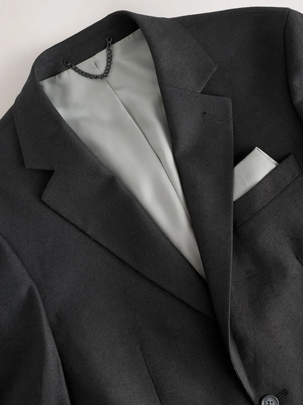 Black Slim Fit Linen-Blend Suit Jacket
