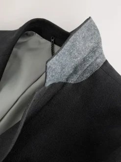 Black Slim Fit Linen-Blend Suit Jacket