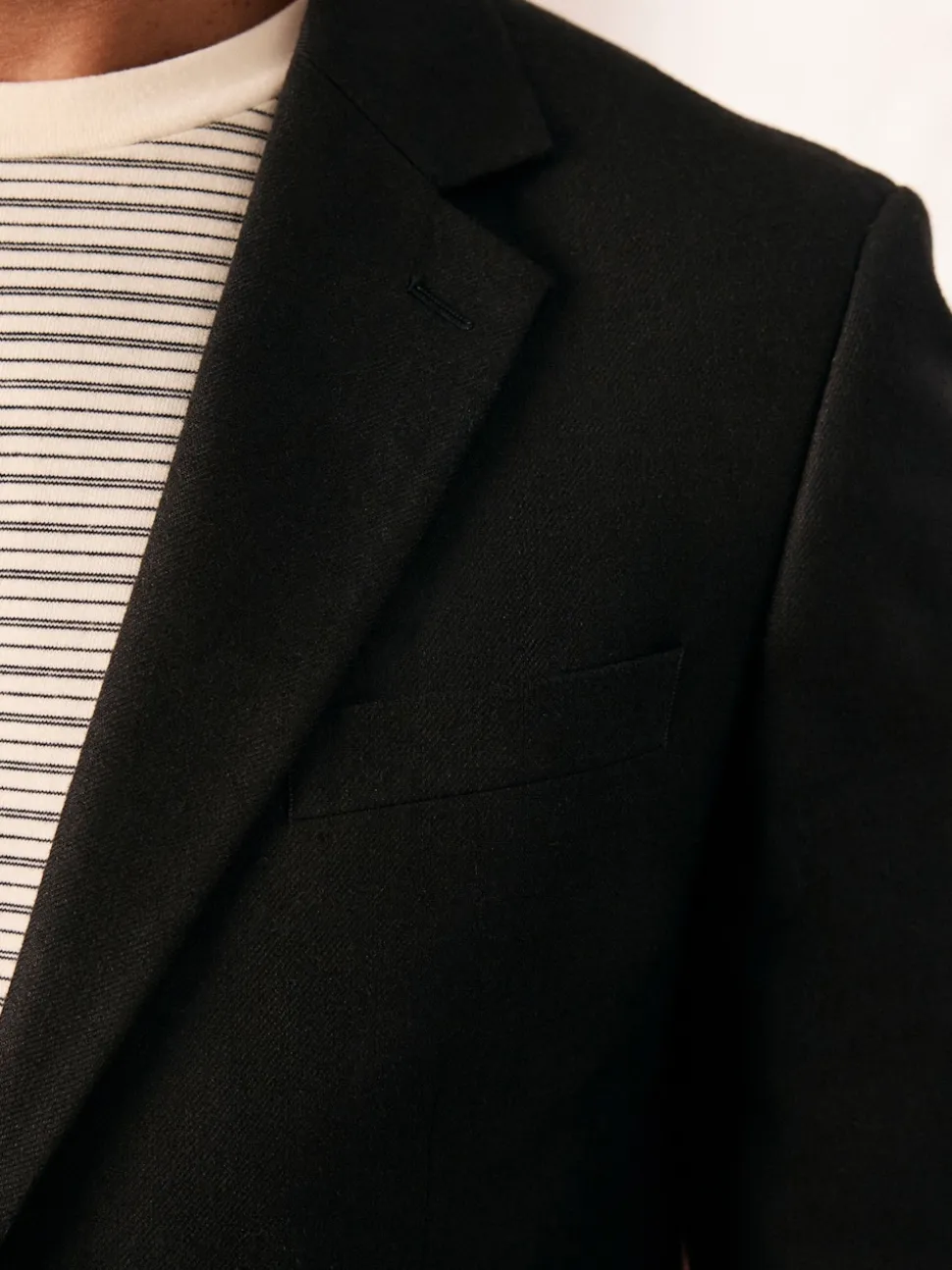 Black Slim Fit Linen-Blend Suit Jacket