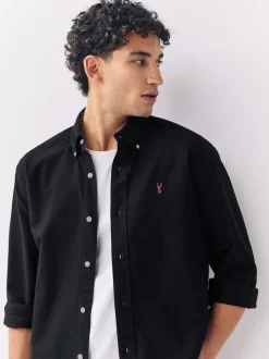 Black Slim Fit Long Sleeve Oxford Shirt