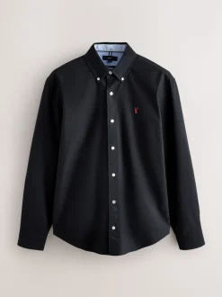 Black Slim Fit Long Sleeve Oxford Shirt