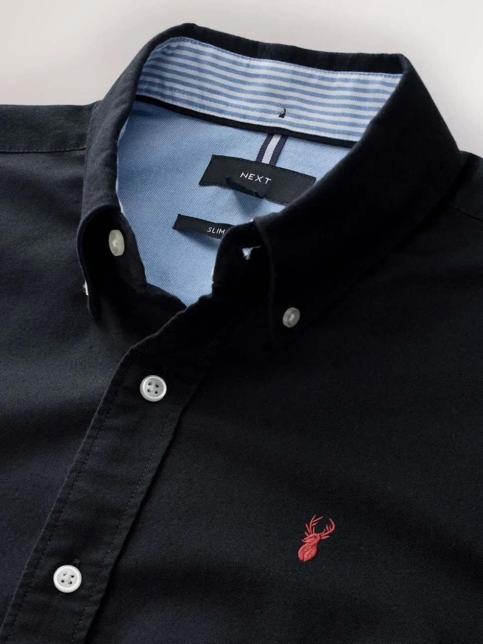 Black Slim Fit Long Sleeve Oxford Shirt