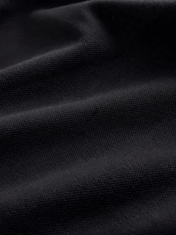 Black Slim Fit Long Sleeve Pique Polo Shirt