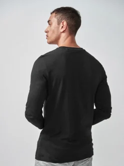Black Slim Fit Long Sleeve Crew Neck T-Shirt