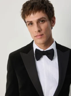 Black Slim Fit Motionflex Stretch Velvet Blazer