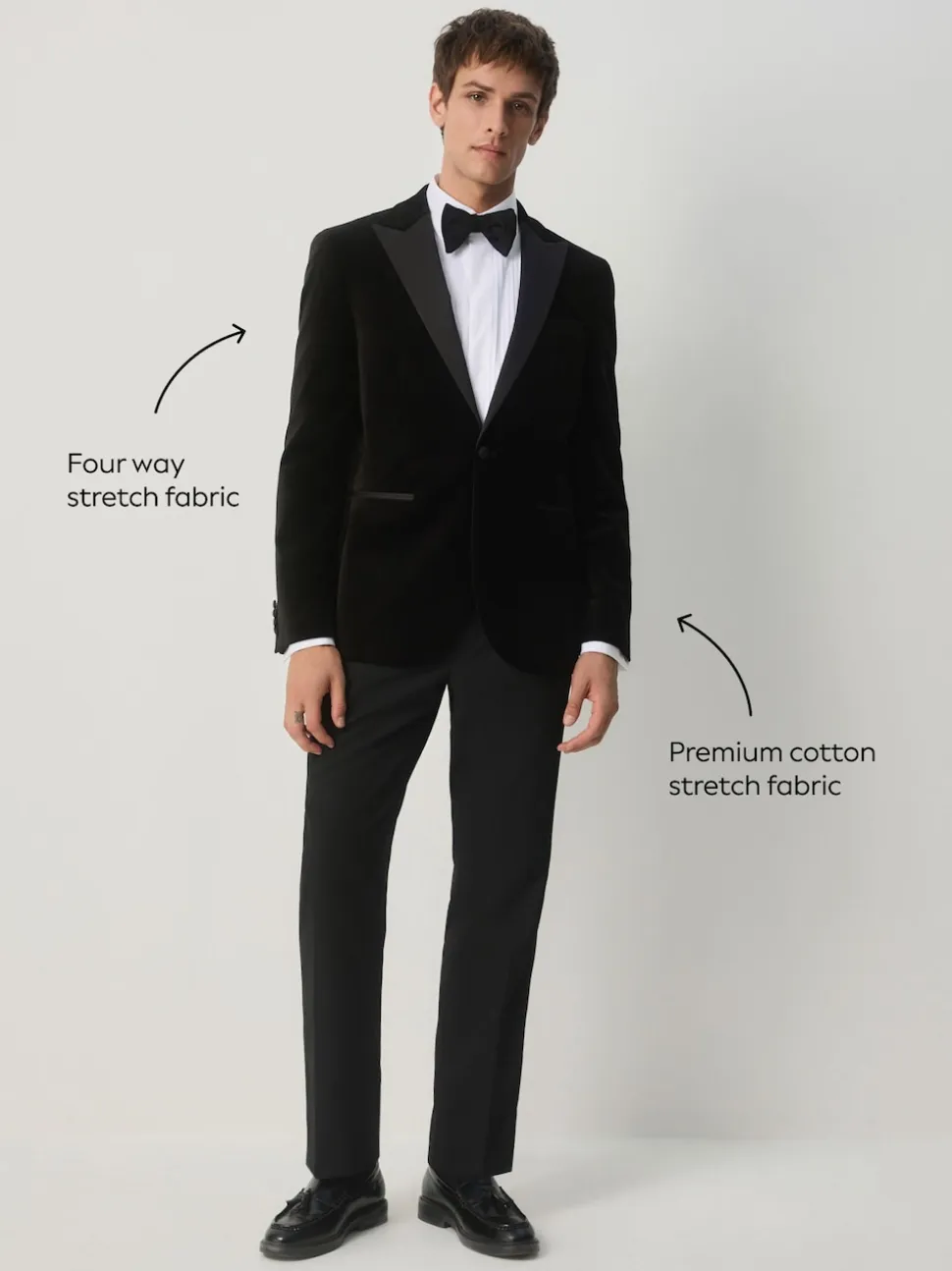 Black Slim Fit Motionflex Stretch Velvet Blazer