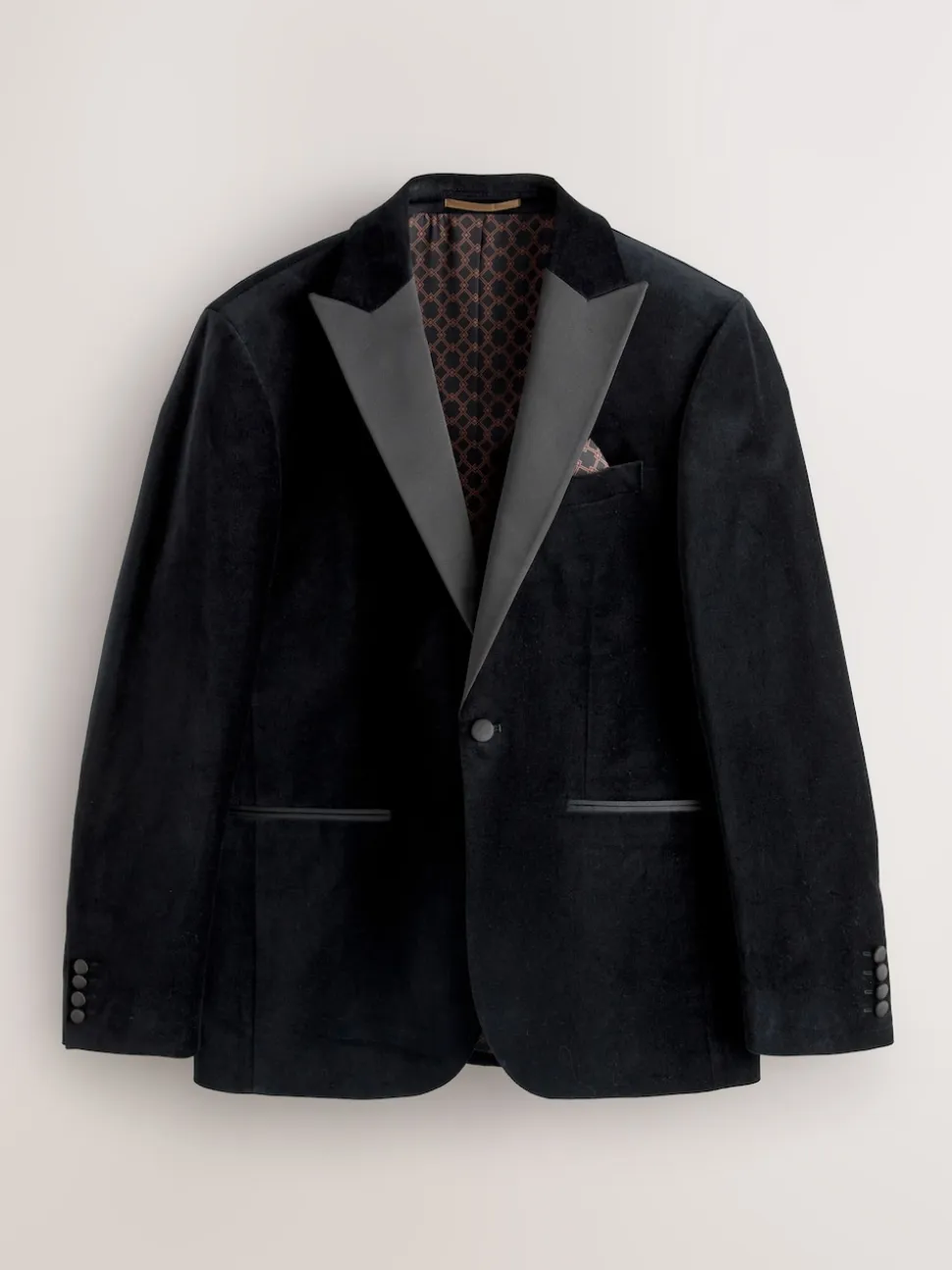 Black Slim Fit Motionflex Stretch Velvet Blazer