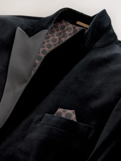 Black Slim Fit Motionflex Stretch Velvet Blazer