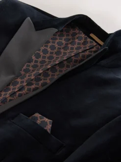 Black Slim Fit Motionflex Stretch Velvet Blazer