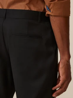 Black Slim Fit Plain Front Smart Trousers