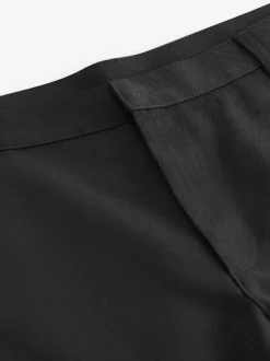 Black Slim Fit Plain Front Smart Trousers