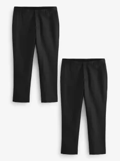 Black Slim Fit Plain Front Smart Trousers 2 Pack