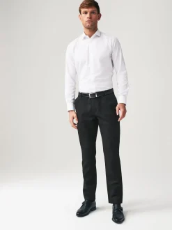 Black Slim Fit Plain Front Smart Trousers 2 Pack