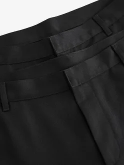 Black Slim Fit Plain Front Smart Trousers 2 Pack