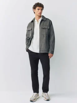 Black Slim Fit Pleated Stretch Chinos Trousers With Elasticated Waist