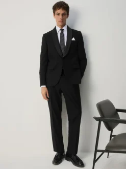 Black Slim Fit Sequin Tuxedo Suit Jacket