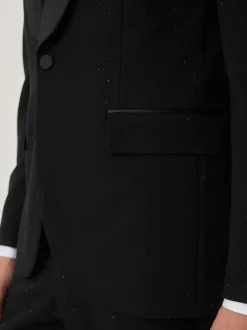 Black Slim Fit Sequin Tuxedo Suit Jacket