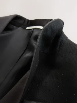 Black Slim Fit Sequin Tuxedo Suit Jacket