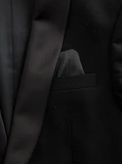Black Slim Fit Sequin Tuxedo Suit Jacket