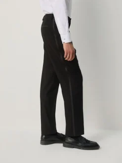 Black Slim Fit Sequin Tuxedo Suit Trousers