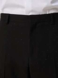 Black Slim Fit Sequin Tuxedo Suit Trousers