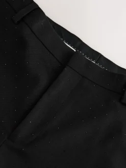 Black Slim Fit Sequin Tuxedo Suit Trousers