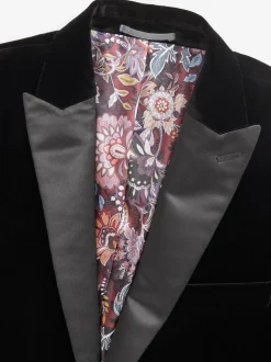Black Slim Fit Signature Pontoglio Italian Velvet Blazer