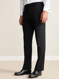 Black Slim Fit Signature Nova Fides 100% Italian Wool Tuxedo Suit Trousers