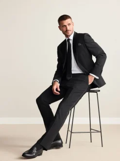 Black Slim Fit Signature Nova Fides 100% Italian Wool Tuxedo Suit Trousers