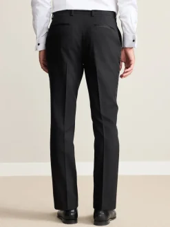 Black Slim Fit Signature Nova Fides 100% Italian Wool Tuxedo Suit Trousers
