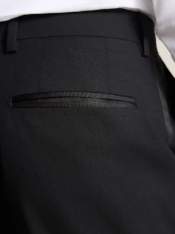 Black Slim Fit Signature Nova Fides 100% Italian Wool Tuxedo Suit Trousers