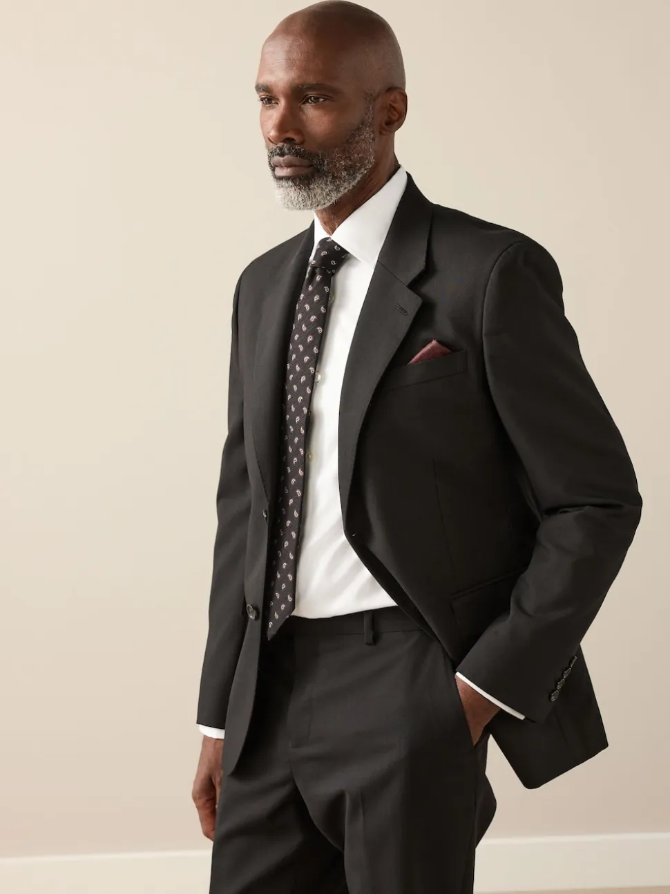 Black Slim Fit Signature Nova Fides 100% Italian Wool Suit Jacket