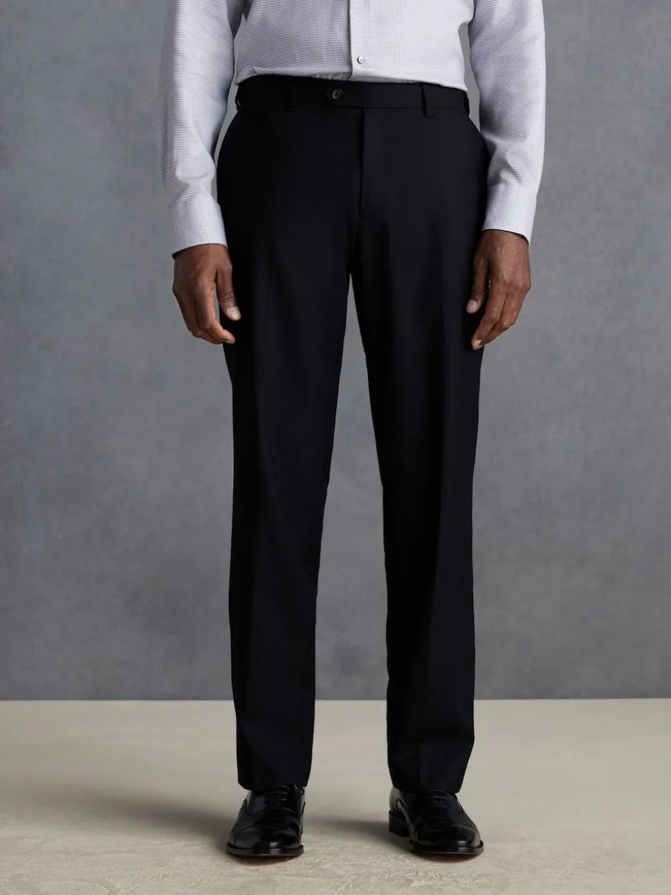Black Slim Fit Signature 100% Wool Trousers With Motion Flex Waistband