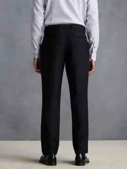 Black Slim Fit Signature 100% Wool Trousers With Motion Flex Waistband