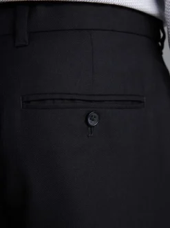 Black Slim Fit Signature 100% Wool Trousers With Motion Flex Waistband