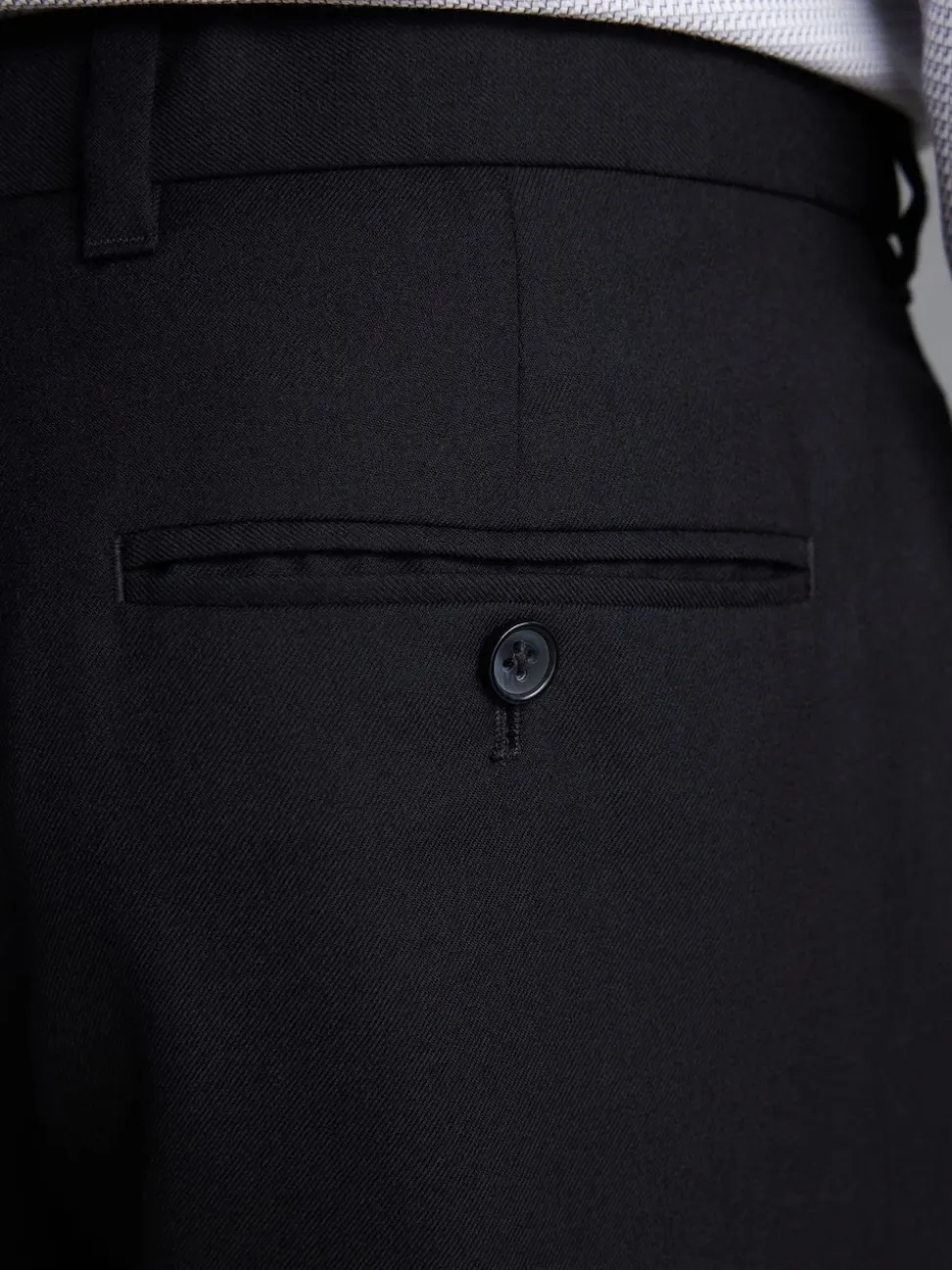 Black Slim Fit Signature 100% Wool Trousers With Motion Flex Waistband