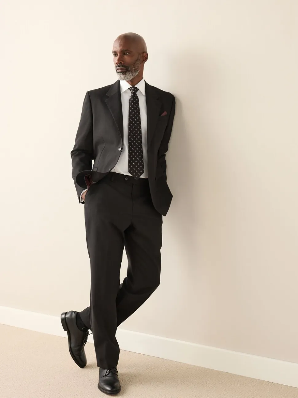 Black Slim Fit Slim Fit Signature Nova Fides 100% Italian Wool Suit Trousers