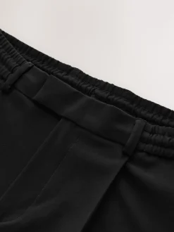 Black Slim Fit Smart Stretch Trousers With Internal Drawcord