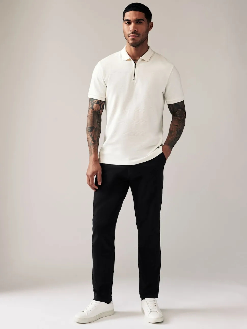Black Slim Fit Stretch Chinos Trousers