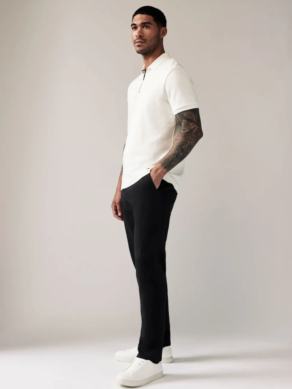 Black Slim Fit Stretch Chinos Trousers
