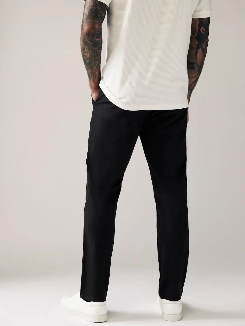 Black Slim Fit Stretch Chinos Trousers