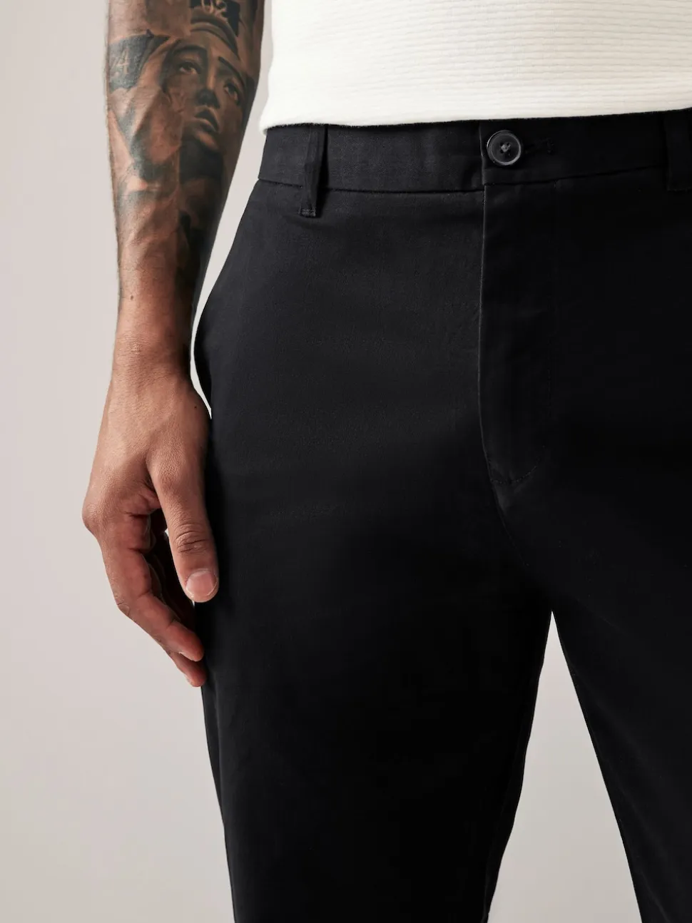 Black Slim Fit Stretch Chinos Trousers