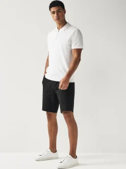 Black Slim Fit Stretch Chinos Shorts