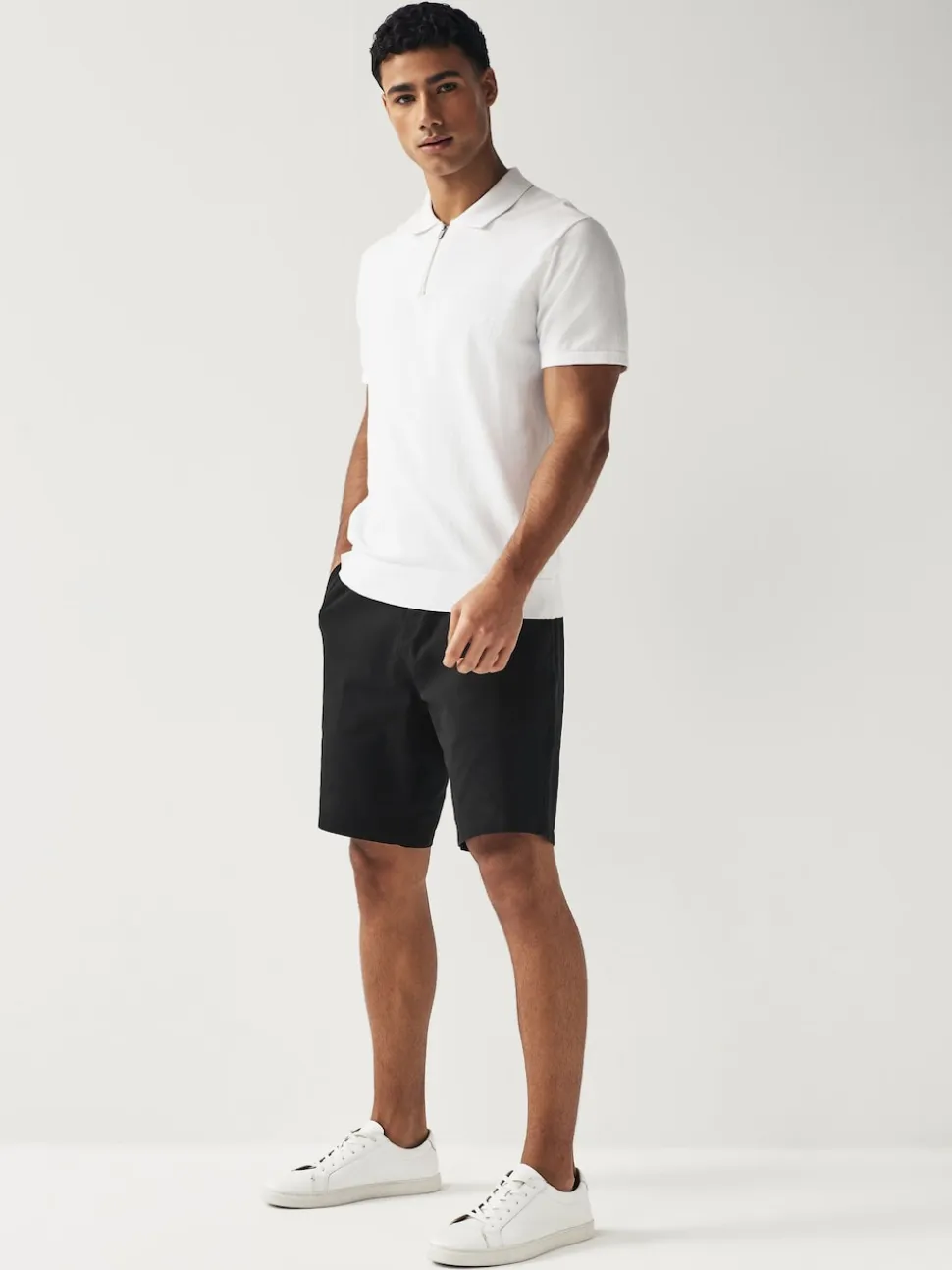 Black Slim Fit Stretch Chinos Shorts