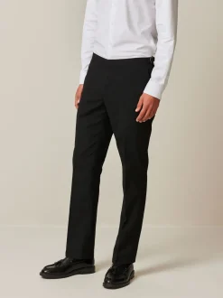 Black Slim Fit Suit Trousers With Side Adjuster