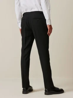 Black Slim Fit Suit Trousers With Side Adjuster
