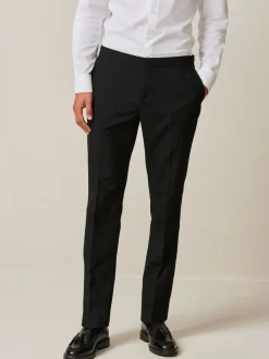 Black Slim Fit Suit Trousers With Side Adjuster