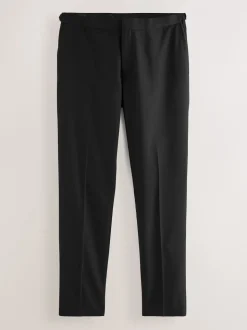 Black Slim Fit Suit Trousers With Side Adjuster