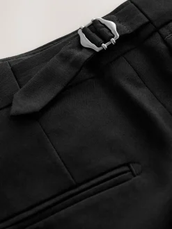 Black Slim Fit Suit Trousers With Side Adjuster